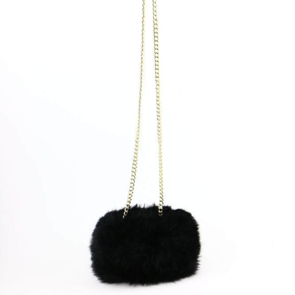 Zara Woman Black Faux Fur Cross Body Clutch Style - Picture 2 of 4